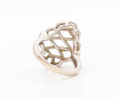 925 Sterling Silver Vintage Ring Modernist Cutout CZ Inlay Design  Sz 7  RG31777