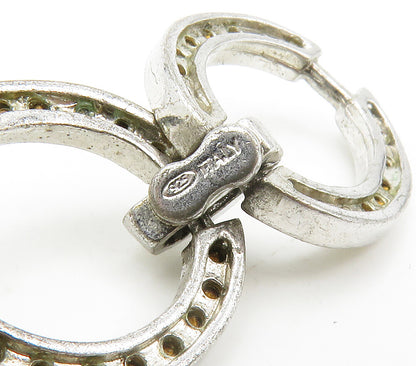 925 Sterling Silver  Vintage White Topaz Open Oval Chain Bracelet  BT5944
