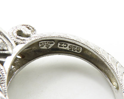 925 Sterling Silver  Vintage Tear Drop Cubic Zirconia Band Ring Sz 7  RG17659