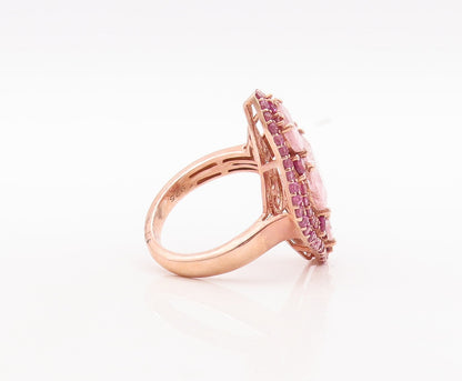925 Sterling Silver Vintage Ring Rose Gold Plated Pink Topaz  Sz 8  RG29782