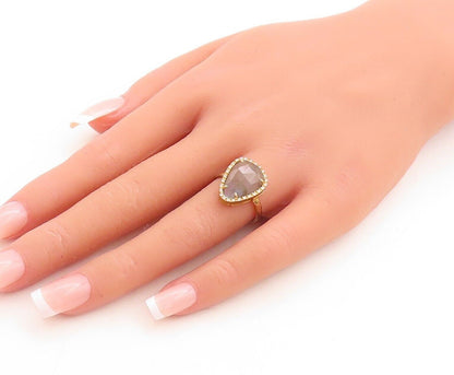 925 Sterling Silver Vintage Ring Gold Plated Alexandrite Halo Topaz Sz 7 RG30100