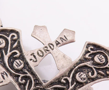 925 Sterling Silver Vintage Pendant Jerusalem Five Fold Religious Cross  PT25774