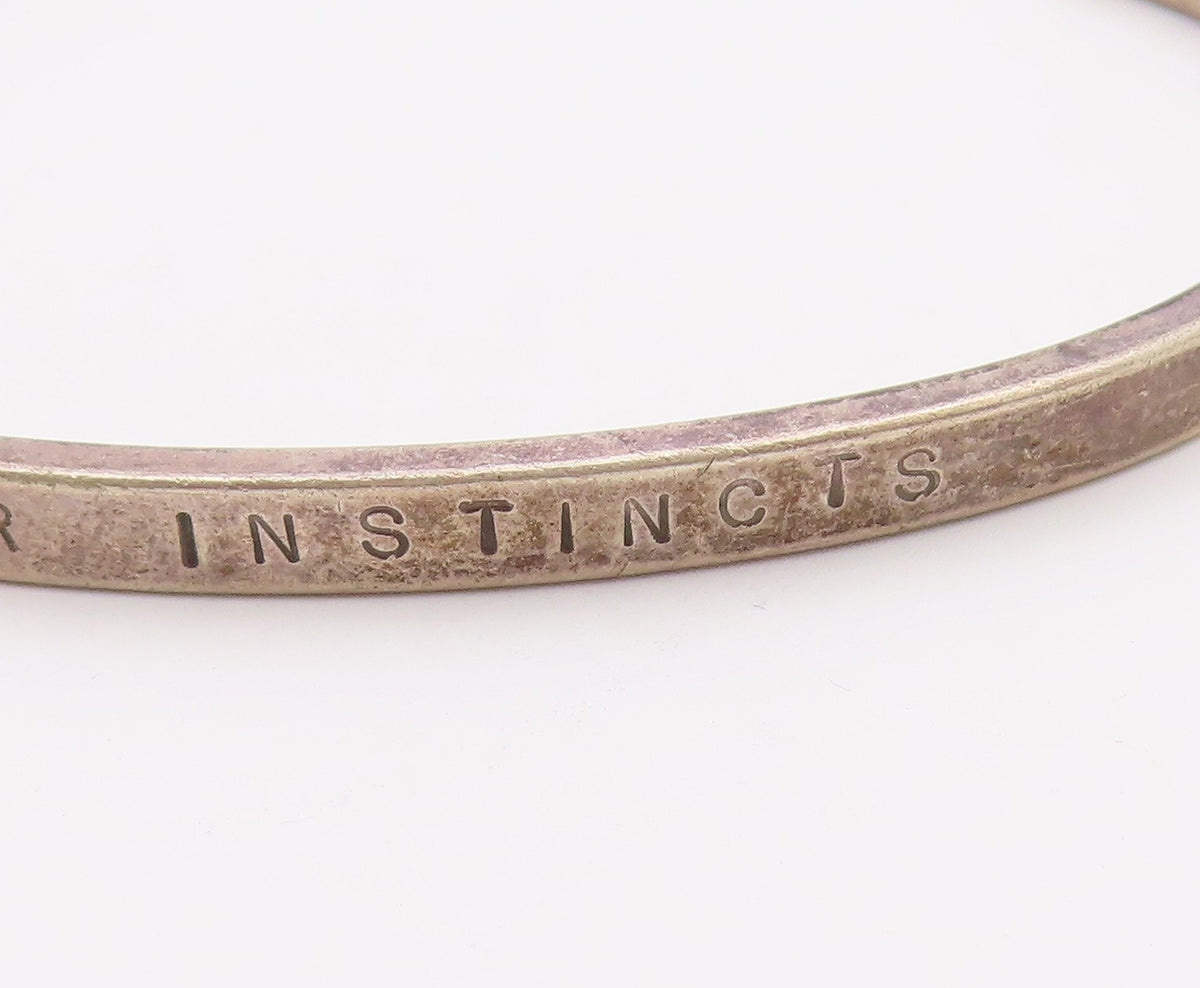 925 Sterling Silver  Vintage Follow Your Instincts Cuff Bracelet  BT9176
