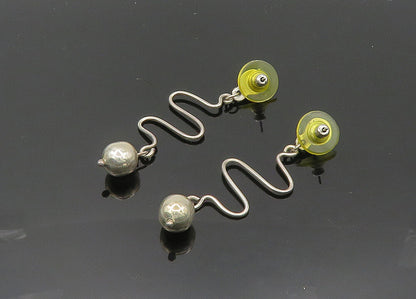 925 Sterling Silver  Vintage Shiny Ball Bead Swirl Dangle Earrings  EG10093