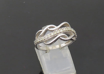 925 Silver  Vintage Genuine Diamonds Split Swirl Band Ring Sz 7  RG21455