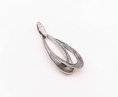 POLAND 925 Sterling Silver  Vintage Cubic Zirconia Oblong Pendant  PT19978