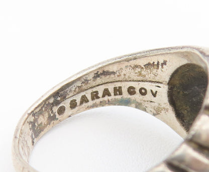925 Sterling Silver Vintage Ring SARAH COVENTRY Etched Lines Onyx Sz 7  RG27938