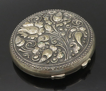 925 Sterling Silver  Vintage Floral Swirl Oxidized Compact (OPENS)  TR2375
