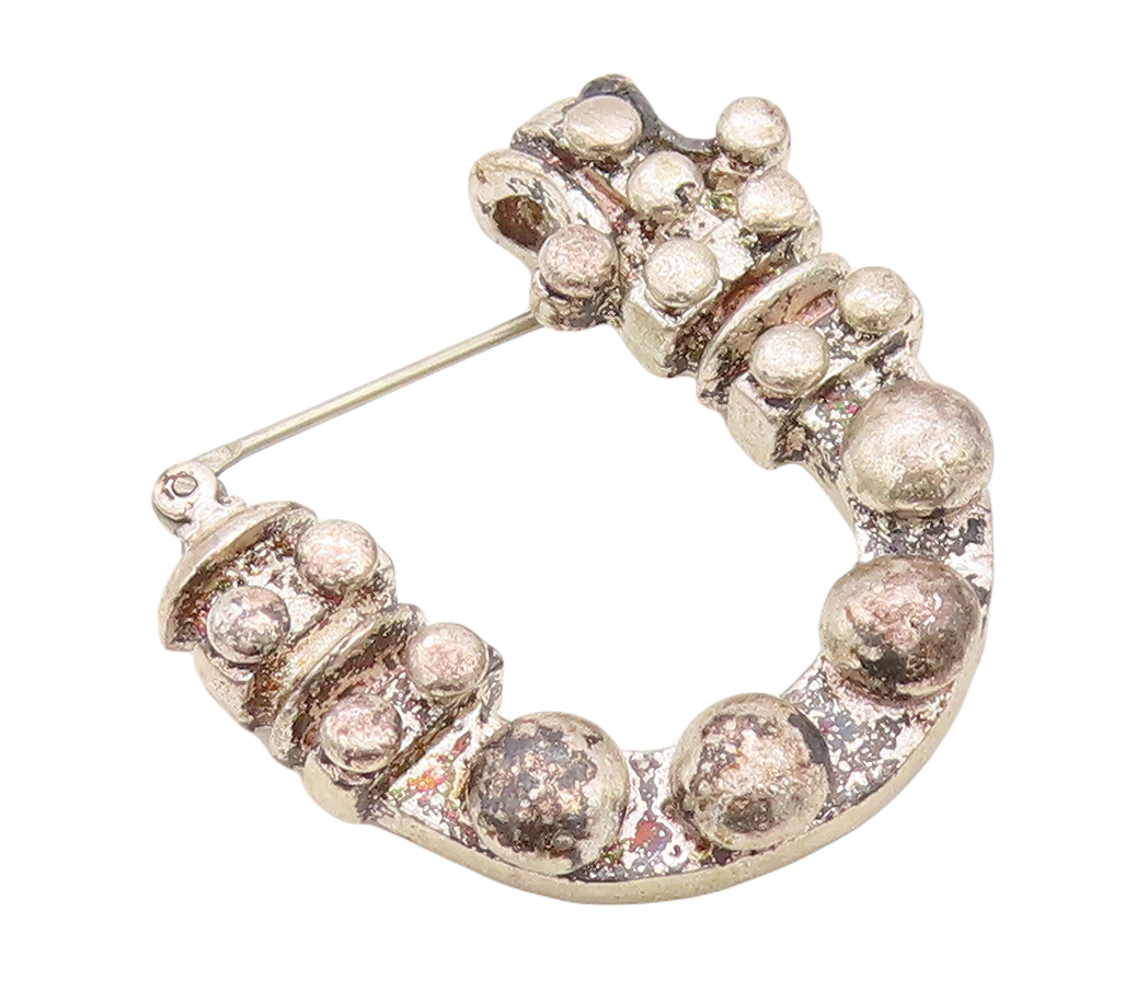 925 Sterling Silver Vintage Brooch Pin Antique Beaded Carved Solid U  BP11246