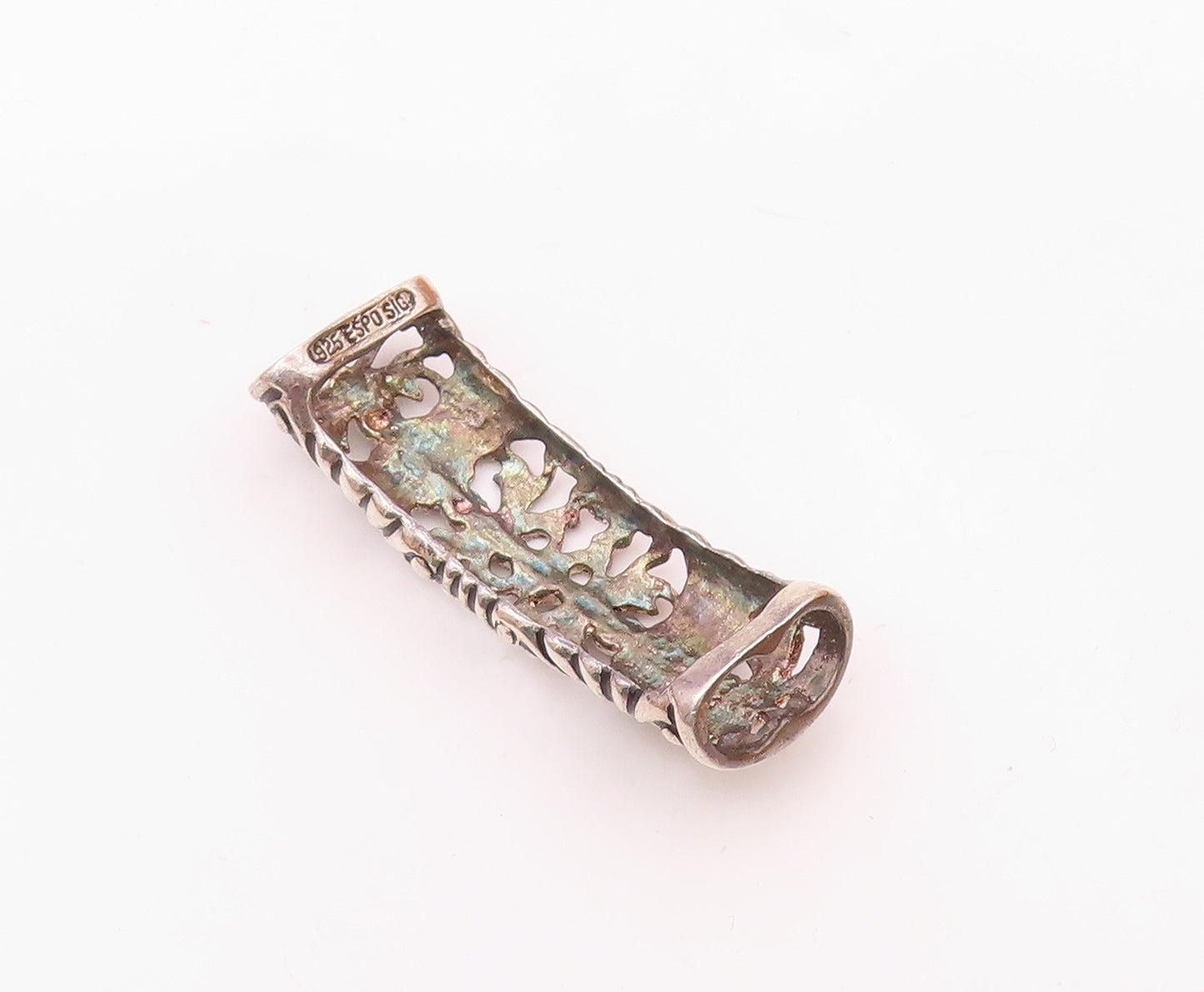 ESPO SIG 925 Sterling Silver Vintage Scalloped Swirl Linear Dome Pendant PT20403