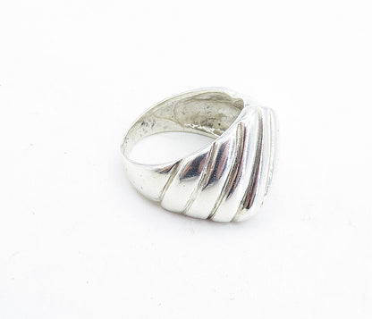 925 Sterling Silver  Vintage Modernist Shiny Fluted Band Ring Sz 7  RG5737