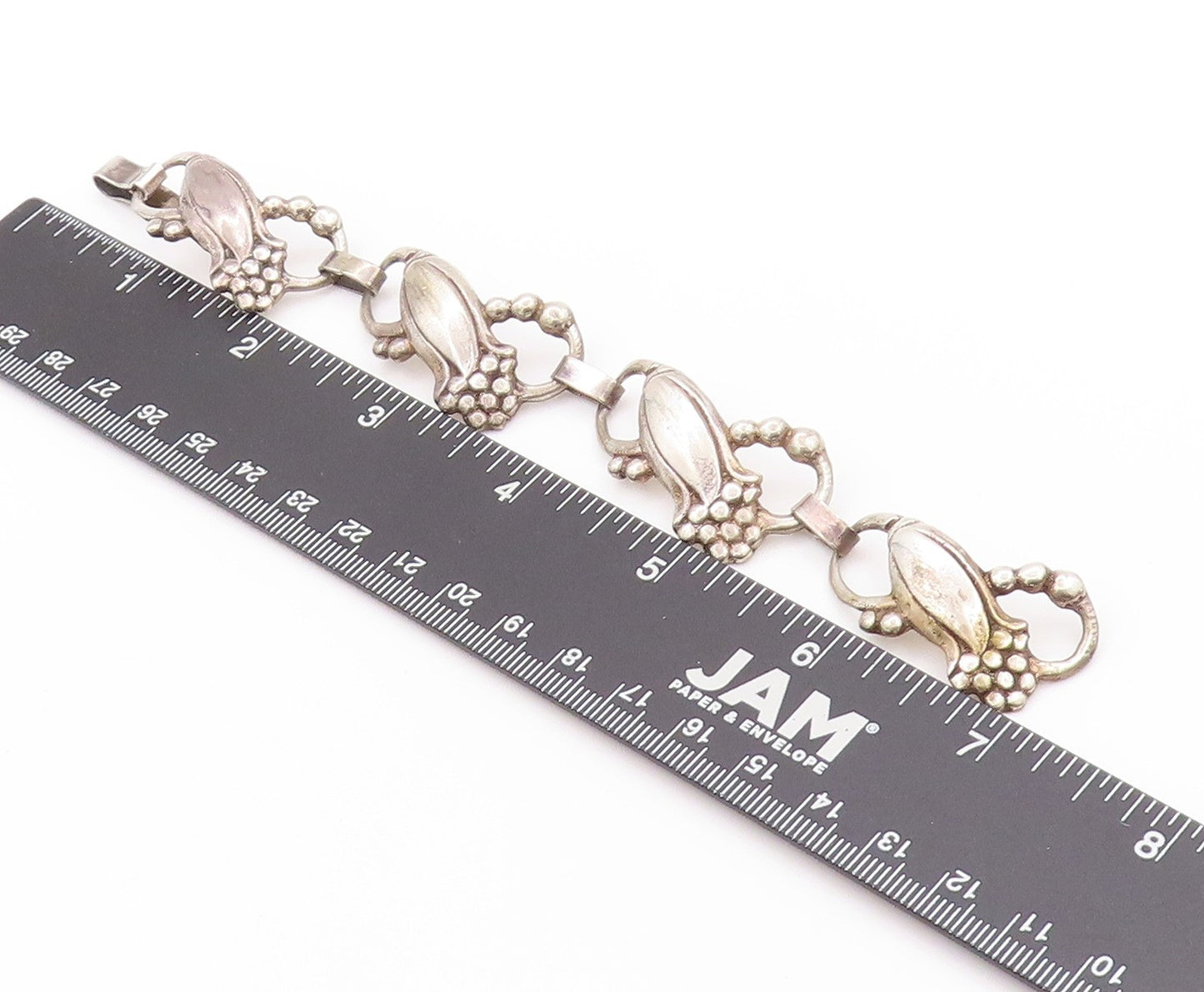 925 Sterling Silver Vintage Bracelet Modernist Cutout Infinity Flowers  BT11208