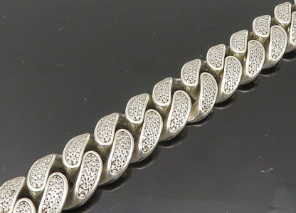 925 Sterling Silver  Vintage Shiny Cubic Zirconia Heavy Chain Necklace  NE3419