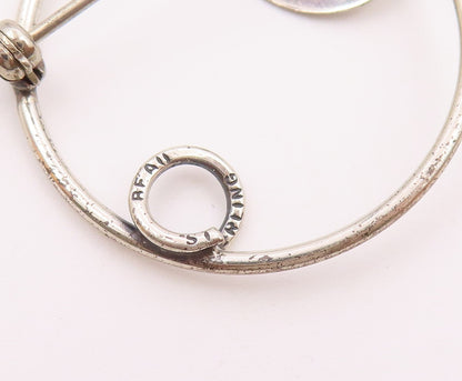 BEAU 925 Silver  Vintage Round Kitty Cat Head & Tail Brooch Pin  BP10074