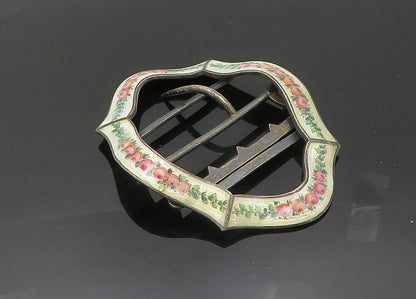 Georg Adam Scheid Silver Vintage Antique Large Enamel Belt Buckle  TR2831