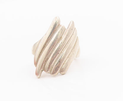 925 Sterling Silver Vintage Ring Designer Grooved Design  Sz 6  RG33153