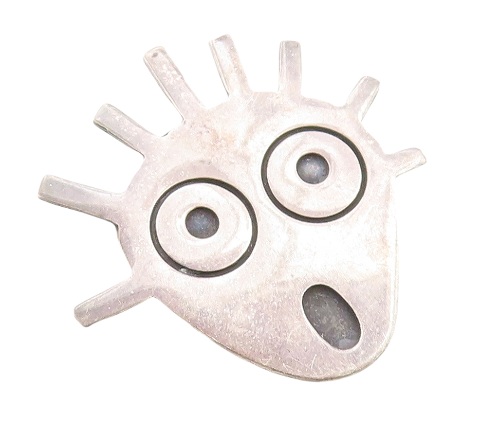 925 Sterling Silver Vintage Brooch Pin Boy In Surprise Carved Face  BP11294