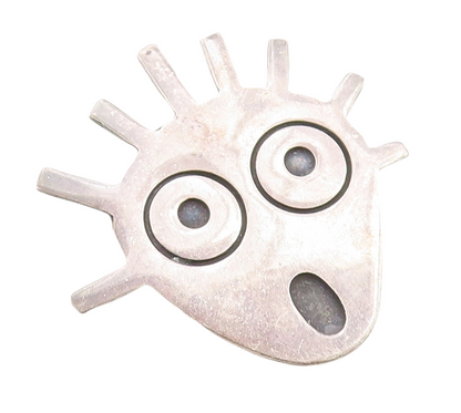 925 Sterling Silver Vintage Brooch Pin Boy In Surprise Carved Face  BP11294
