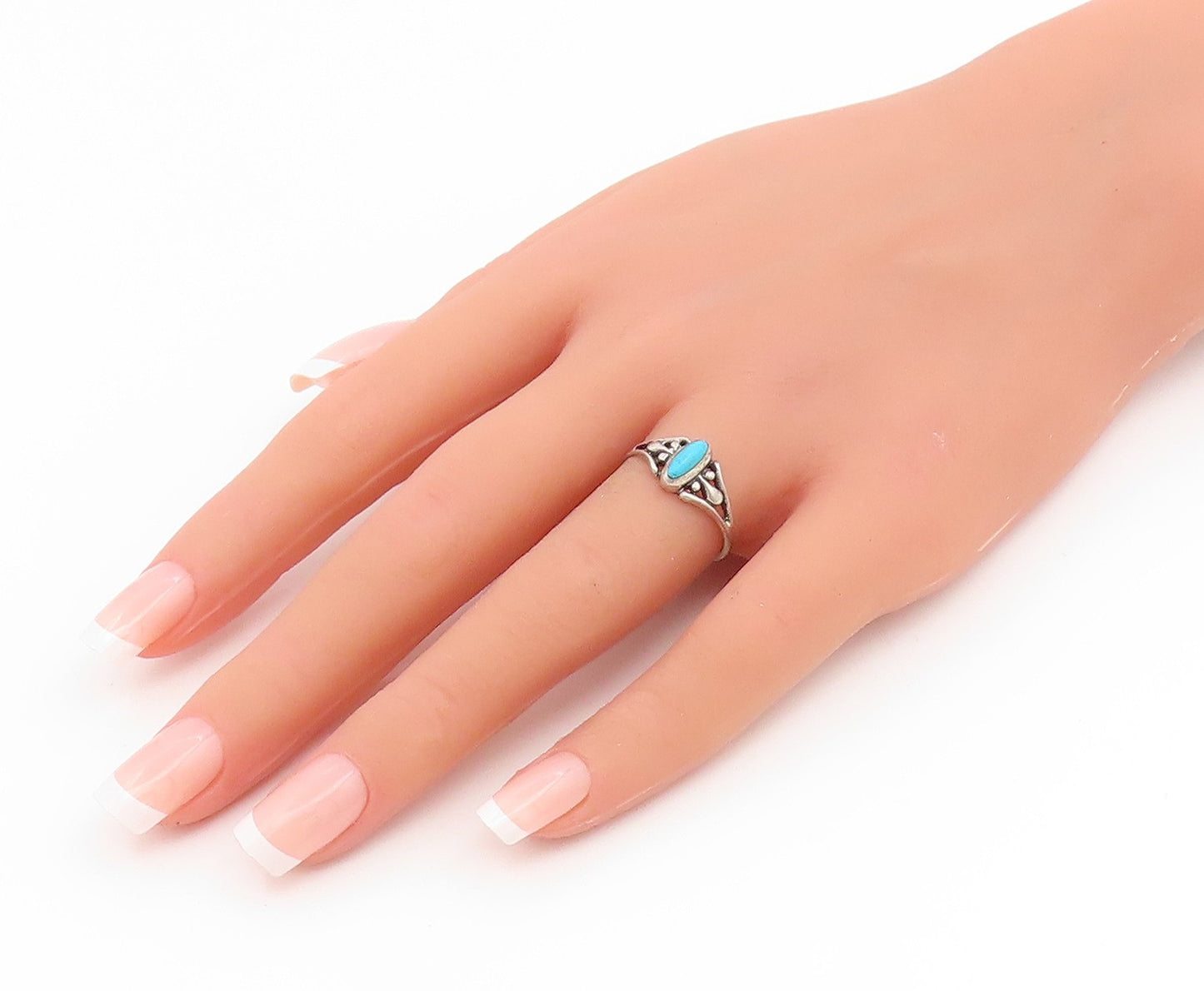 925 Sterling Silver Vintage Ring SILVER CLOUD Turquoise Band  Sz 6.5  RG35120