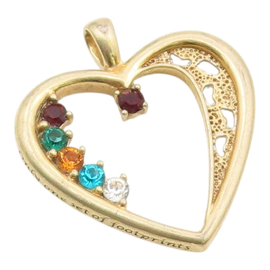 925 Silver  Vintage Multi Color Topaz Gold Plated Love Heart Pendant  PT21454