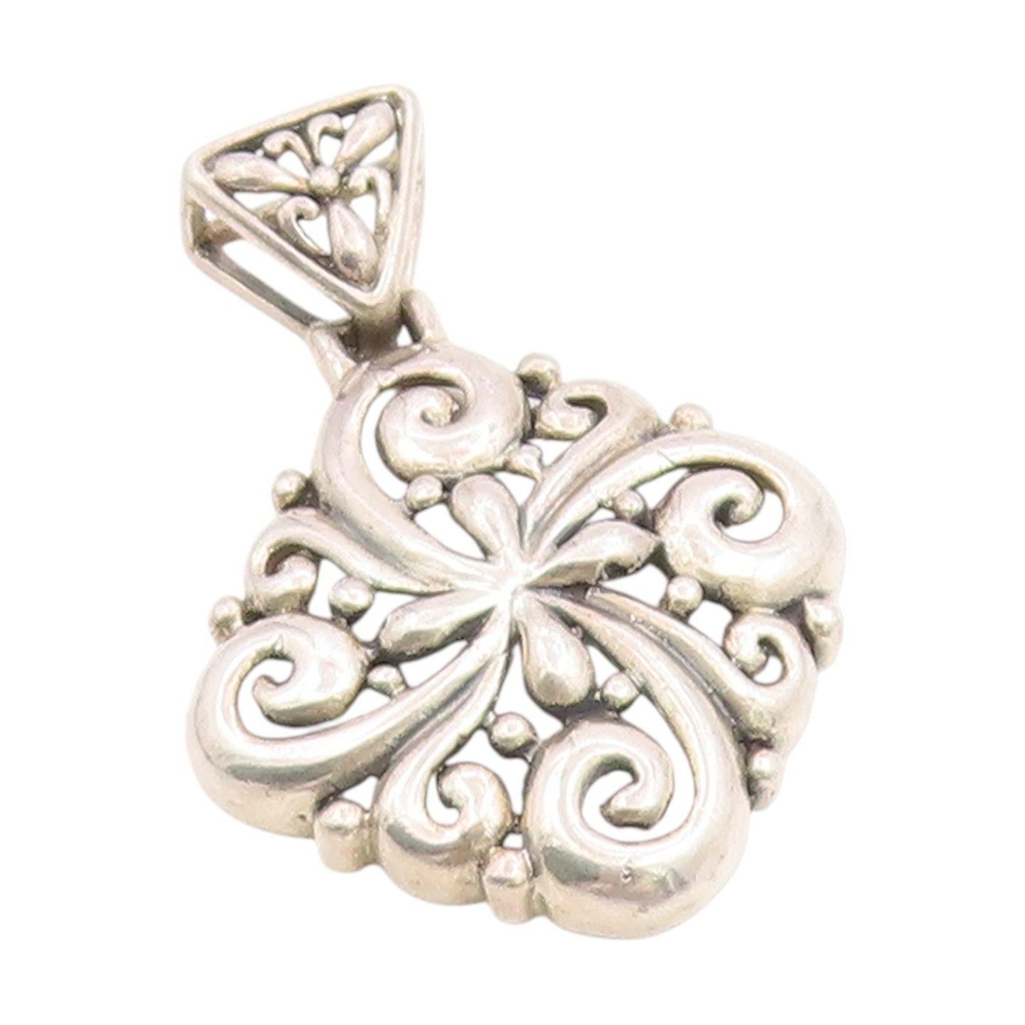 925 Sterling Silver Vintage Pendant Intricate Floral Scrollwork Locket  PT25810