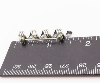 925 Sterling Silver Vintage Brooch Pin BEAU Cutout Spiral Spring Design  BP11567