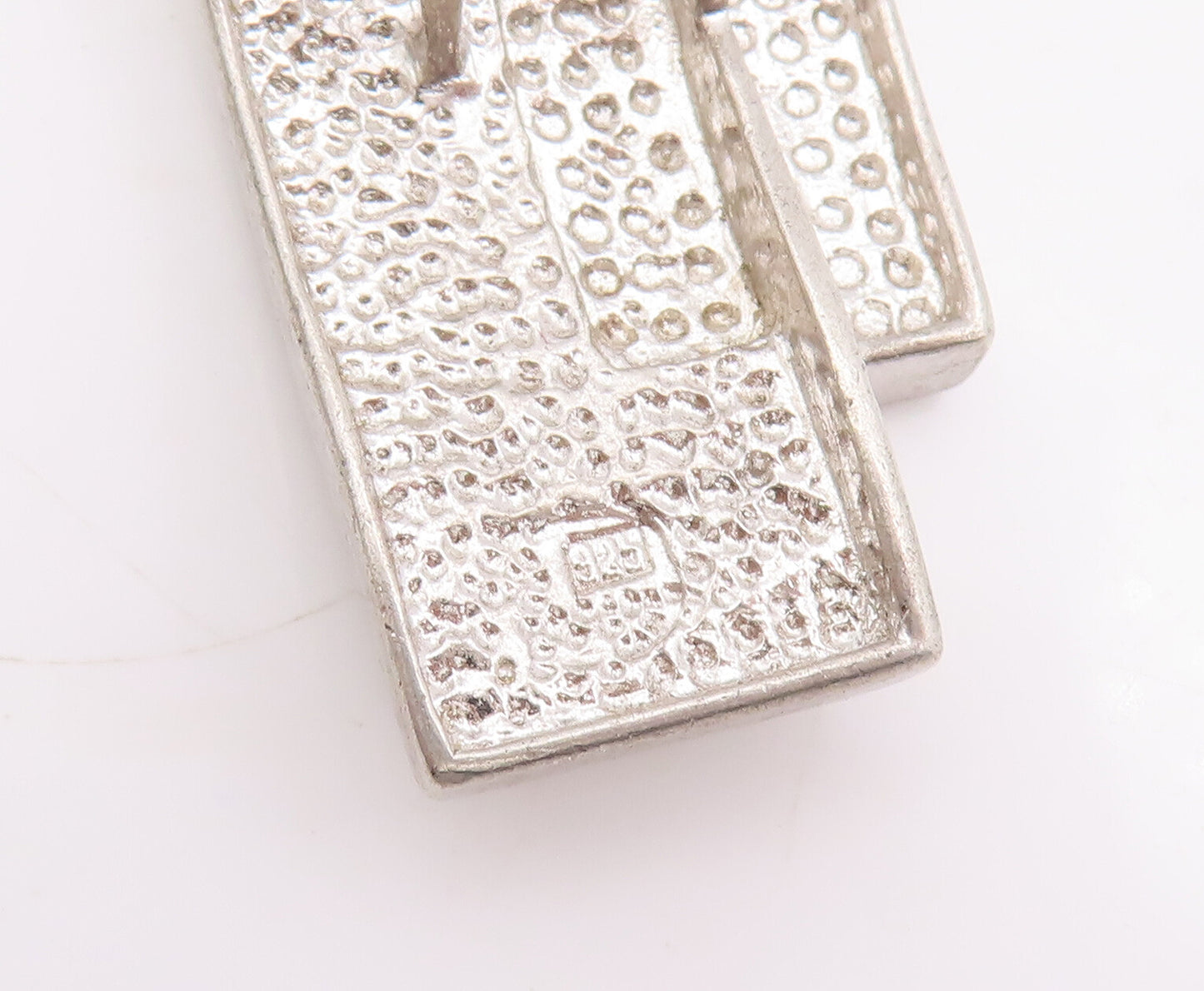 925 Sterling Silver Vintage Pendant Double Rectangular Inlay CZ Drop  PT23095
