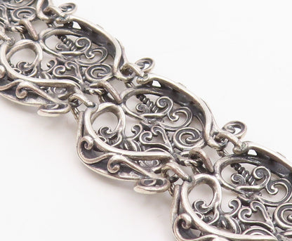 925 Sterling Silver Vintage Bracelet CAROLYN POLLACK Scrollwork Link  BT11865