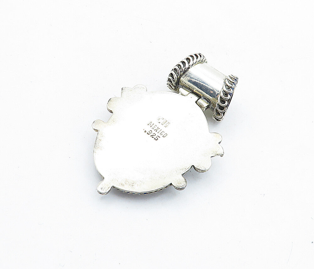 MEXICO 925 Sterling Silver  Vintage Cabochon Cut Quartz Twist Pendant  PT4008
