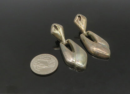 925 Sterling Silver  Vintage Dark Tone Smooth Hinge Dangle Earrings  EG10484