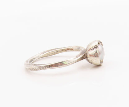 925 Sterling Silver Vintage Ring PANDORA Elegant Pearl Rose Band Sz 9.5 RG36286