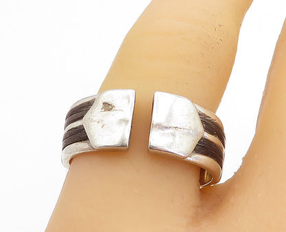 925 Sterling Silver  Vintage Shiny Two Tone Round Band Ring Sz 9.5  RG5112