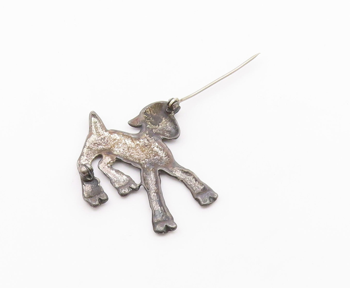 925 Sterling Silver  Vintage Antique Oxidized Lamb Motif Brooch Pin  BP8657