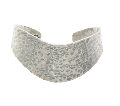 MEXICO 925 Sterling Silver  Vintage Shiny Hammered Cuff Bracelet  BT6086