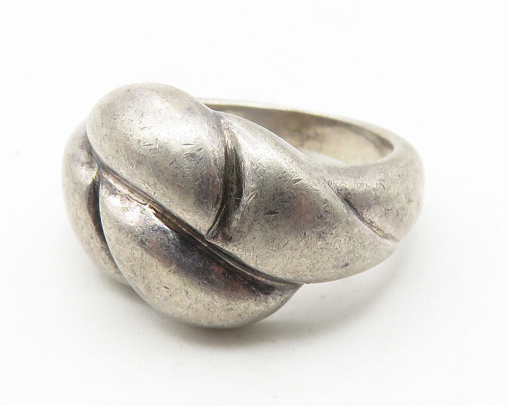 925 Sterling Silver  Vintage Dark Tone Bubble Dome Band Ring Sz 7  RG11531
