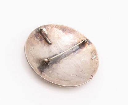 925 Sterling Silver Brooch Pin Vintage NAVAJO ZUNI Crushed Turquoise  BP10691