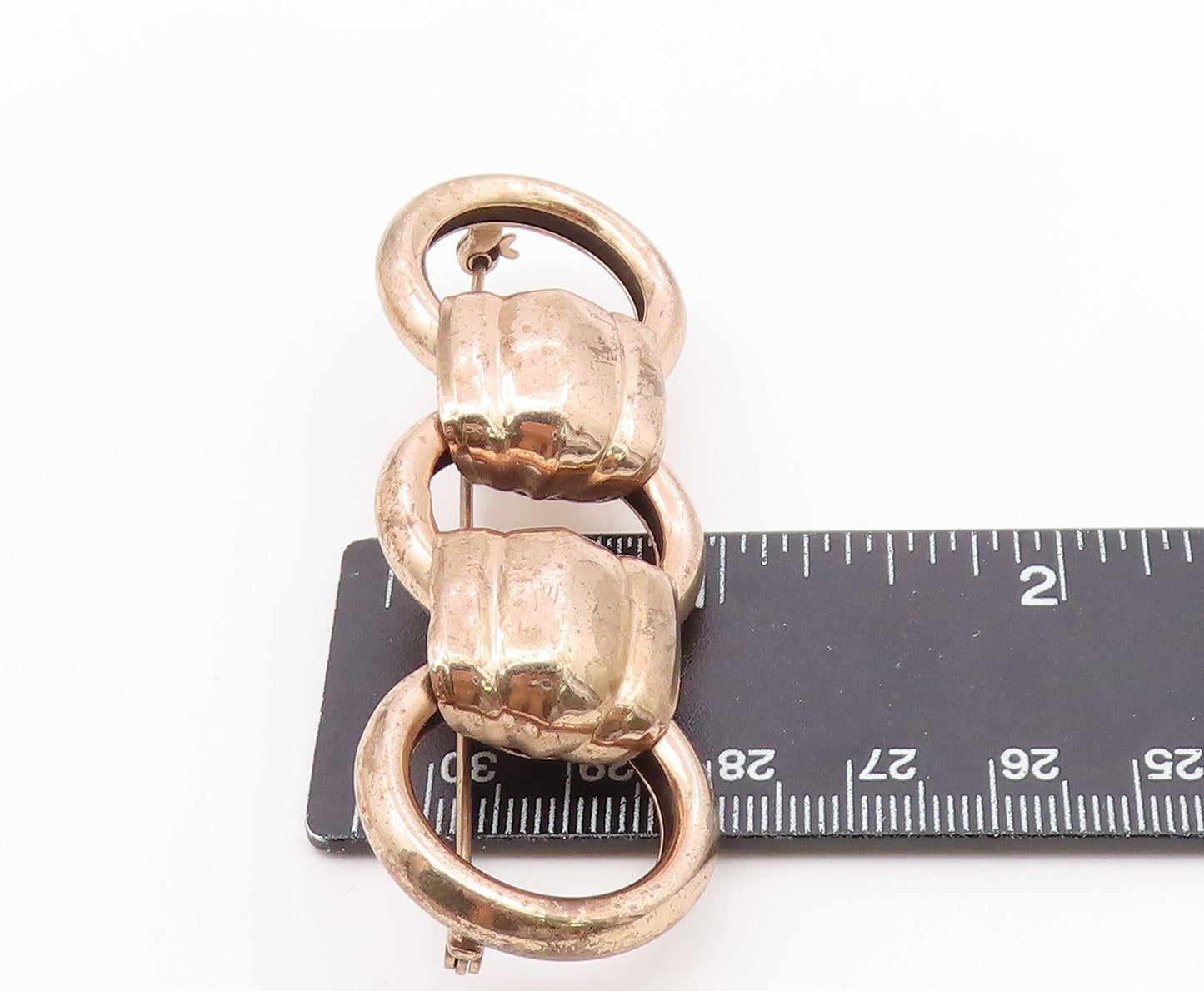 NAPIER 925 Sterling Silver  Vintage Shiny Copper Tone Link Brooch Pin  BP5510