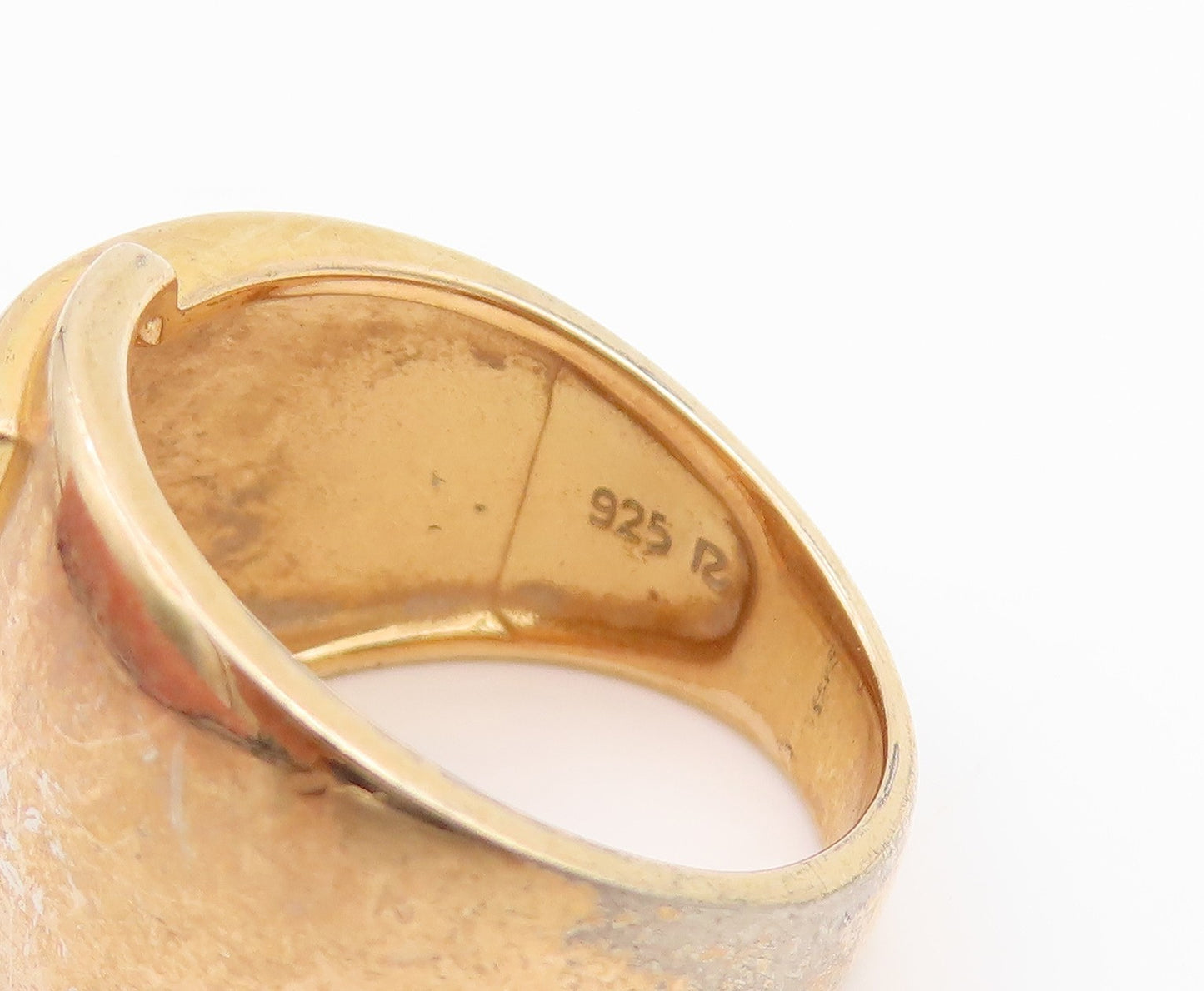 925 Sterling Silver Vintage Ring Gold Plated Minimalist Dome Band  Sz 6  RG33827