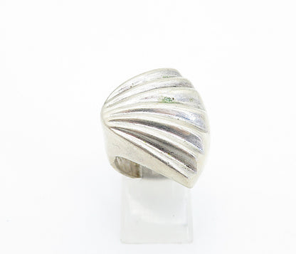 MEXICO 925 Sterling Silver Vintage Large Fluted Design Band Ring Sz 7 RG5499