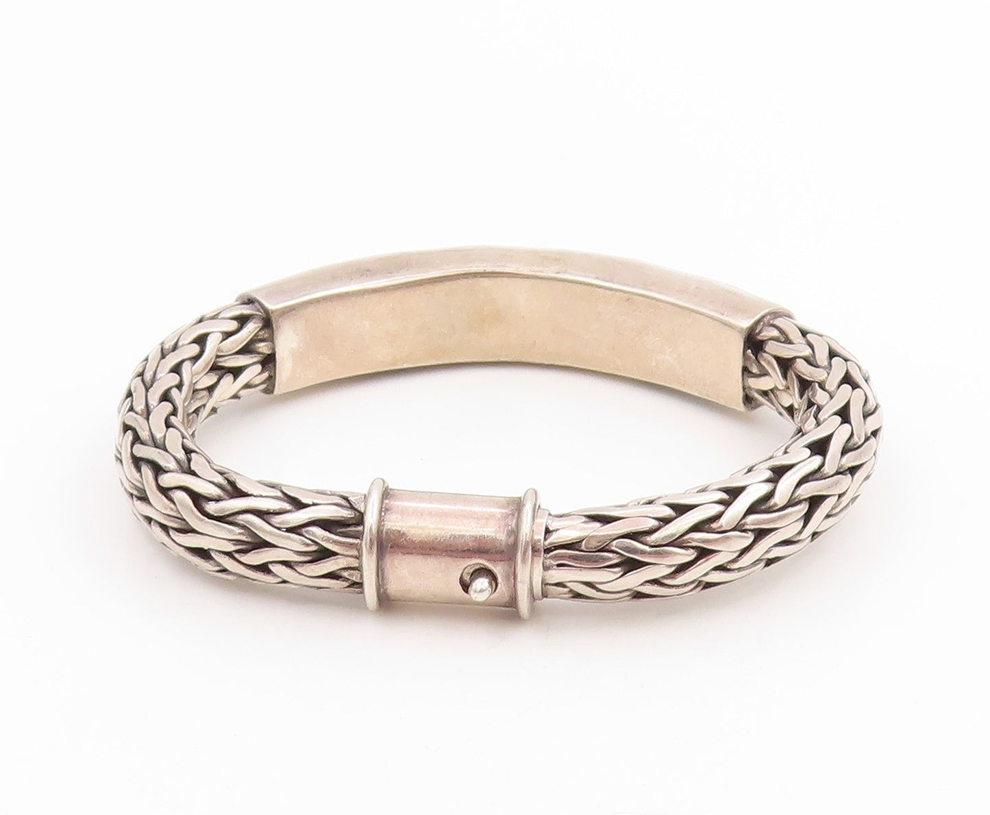925 Sterling Silver Vintage Bracelet Braided Scrollwork Statement Cuff  BT11469