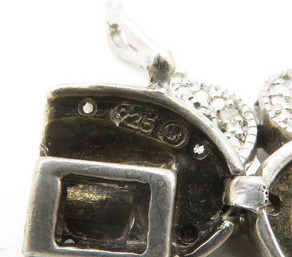 925 Silver  Vintage Genuine Black & White Diamonds Chain Bracelet  BT5983