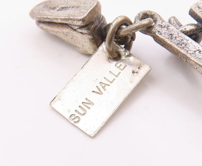 POST BELL 925 Silver  Vintage Sun Valley Ski Set Souvenir Pendant  PT18366