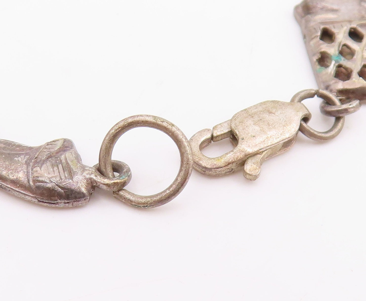 925 Sterling Silver Vintage Bracelet Egyptian Queen Nefertiti Head Link  BT11482