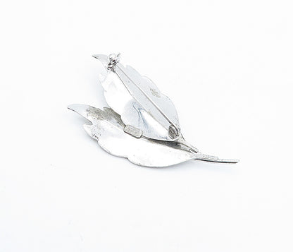 CARL ART 925 Sterling Silver  Vintage Shiny Floral Leaves Brooch Pin  BP1385