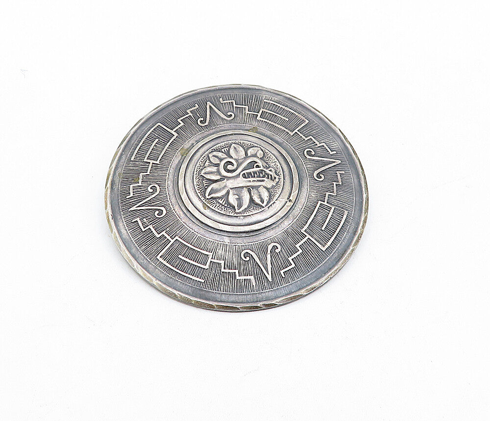 MEXICO 925 Sterling Silver  Vintage Traditional Pattern Brooch Pin  BP1241