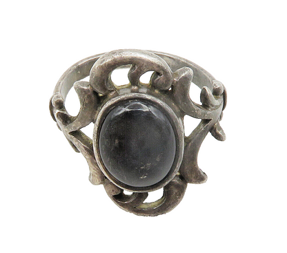 BOMA 925 Sterling Silver Vintage Black Onyx Petite Cocktail Ring Sz 4 RG14930