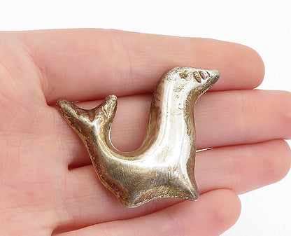 MEXICO 925 Sterling Silver  Vintage Hollow Sea Lion Animal Brooch Pin  BP1831