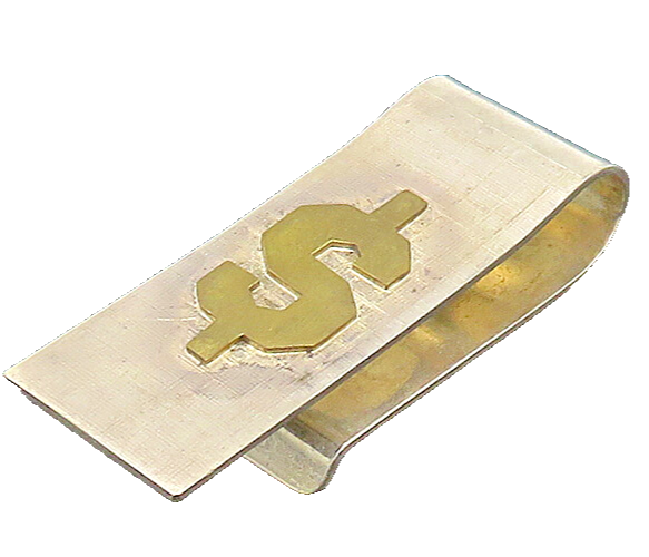 MEXICO 925 Sterling Silver  Vintage Two Tone Dollar Sign Money Clip  TR2967