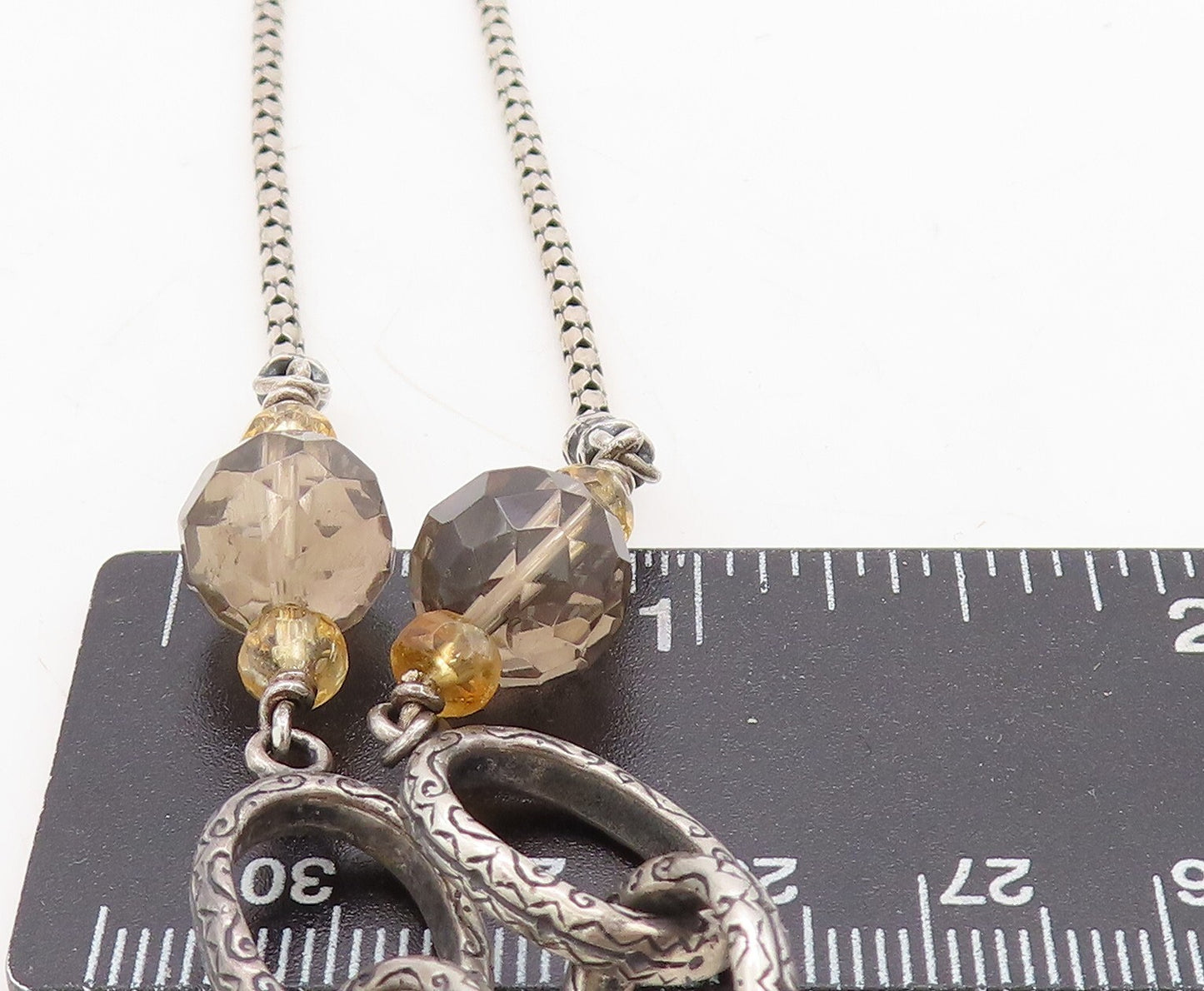 925 Sterling Silver Vintage Necklace SILPADA Smoky Quartz Rings Cutout  NE4412