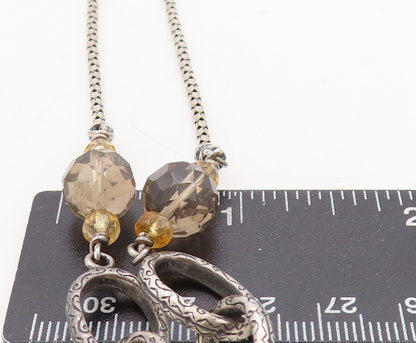 925 Sterling Silver Vintage Necklace SILPADA Smoky Quartz Rings Cutout  NE4412